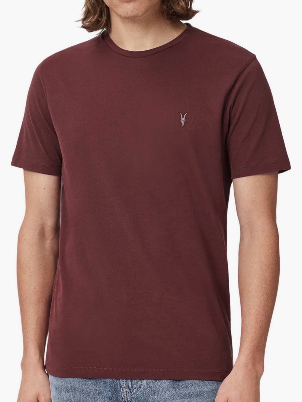 AllSaints Brace Ramskull Logo T-Shirt Men’s Large Burgundy